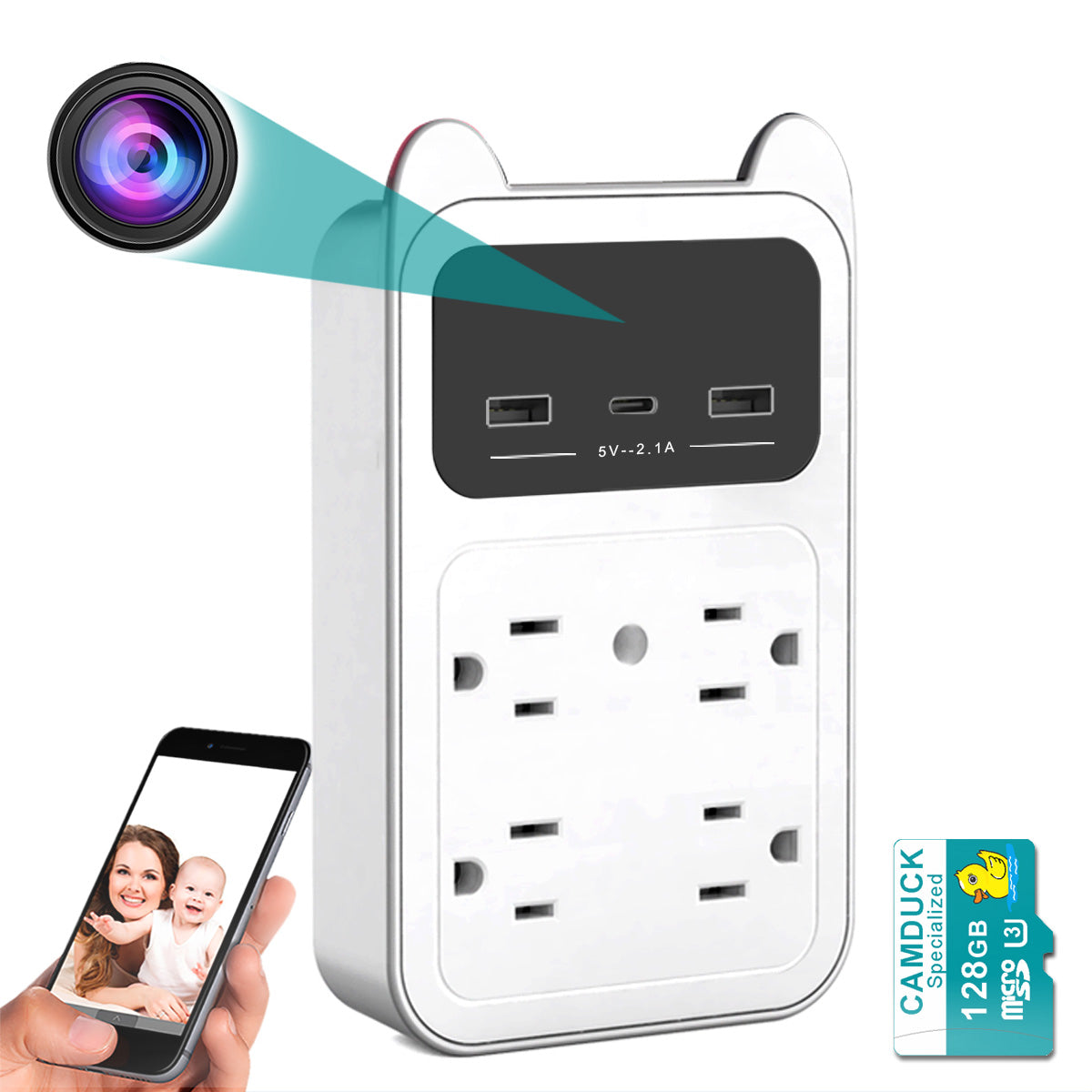 CAMDUCK Camera Outlet HD 4MP Camera Wireless Camera Surveillance Security Camera for Home/Office/Indoor/Pet