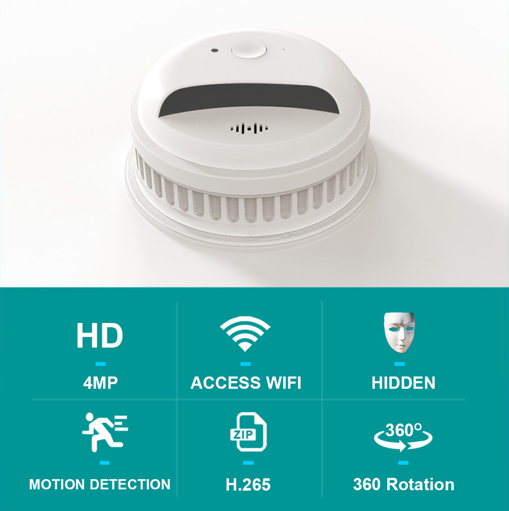 CAMDUCK 007 4MP HD 𝟥𝟨𝟢°𝗁𝗈𝗋𝗂𝗓𝗈𝗇𝗍𝖺𝗅 𝗋𝗈𝗍𝖺𝗍𝗂𝗈𝗇 Smoke Detector Spy Camera Hidden Cameras For Home Monitor Suitable for ceilings