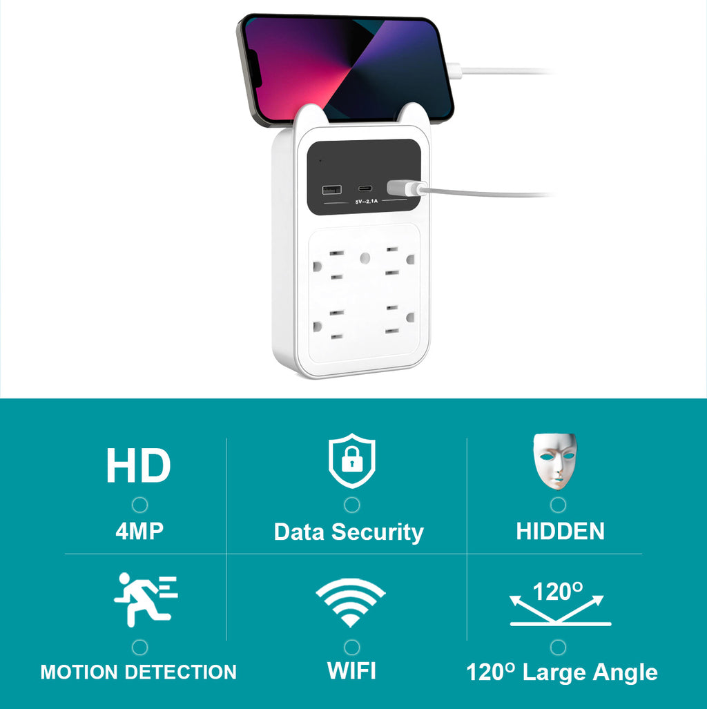 CAMDUCK Camera Outlet HD 4MP Camera Wireless Camera Surveillance Security Camera for Home/Office/Indoor/Pet