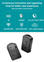 CAMDUCK XN 4K HD 160°Wide Angle Nanny Camera Wall Socket Hidden Cameras With Night Vision For Home Monitor Spy Camera