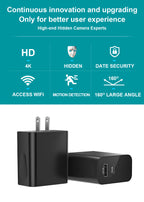 CAMDUCK C508 4MP HD 160°Wide Angle Hidden Cameras Wireless Outlet Charger Spy Camera For Home Monitor