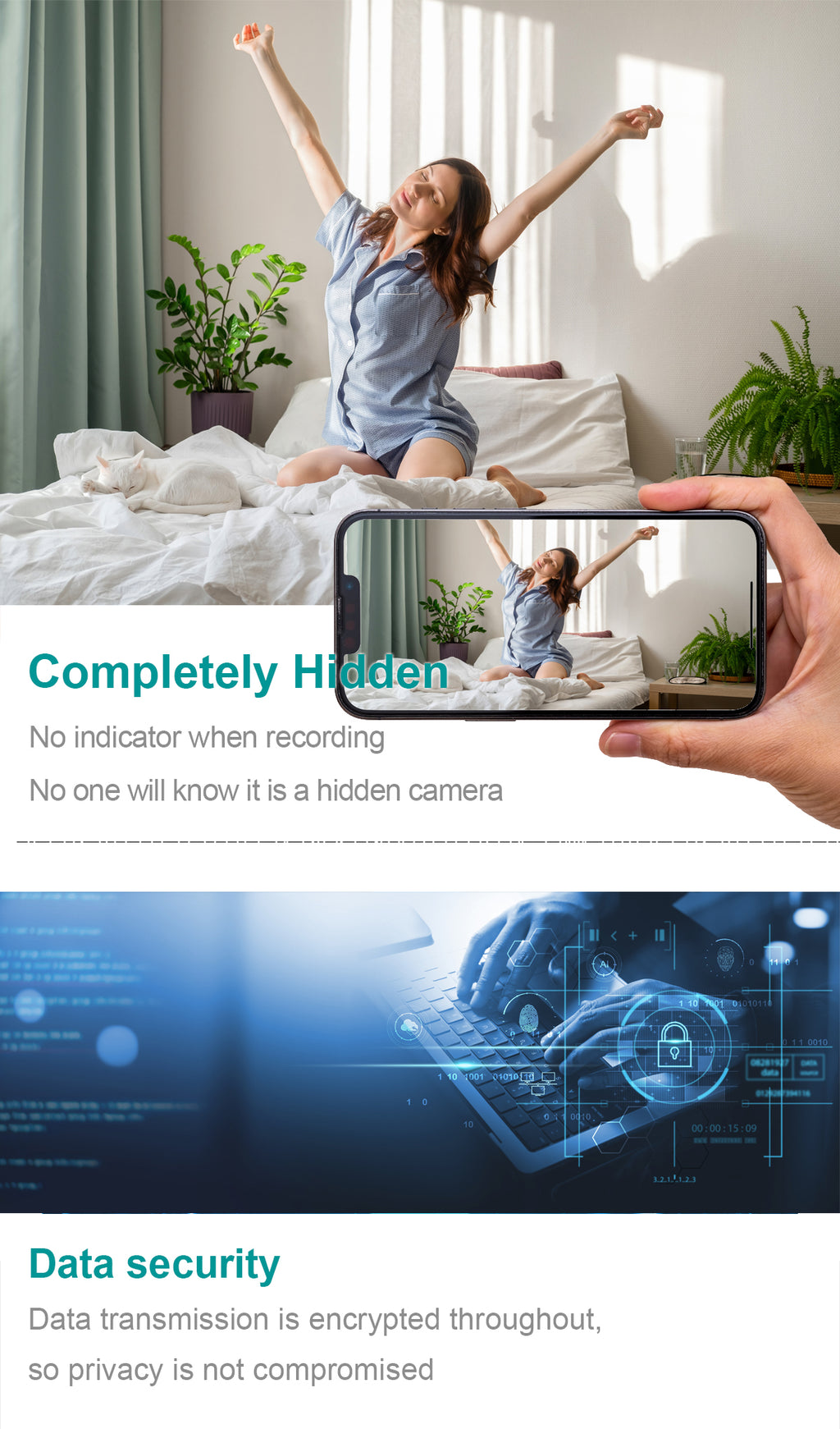 CAMDUCK C508 4MP HD 160°Wide Angle Hidden Cameras Wireless Outlet Charger Spy Camera For Home Monitor