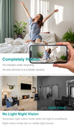 CAMDUCK X7 4K HD Vertical Socket Hidden Cameras 160° Wide Angle Spy Camera With Night Vision For Home Monitor Nanny Camera