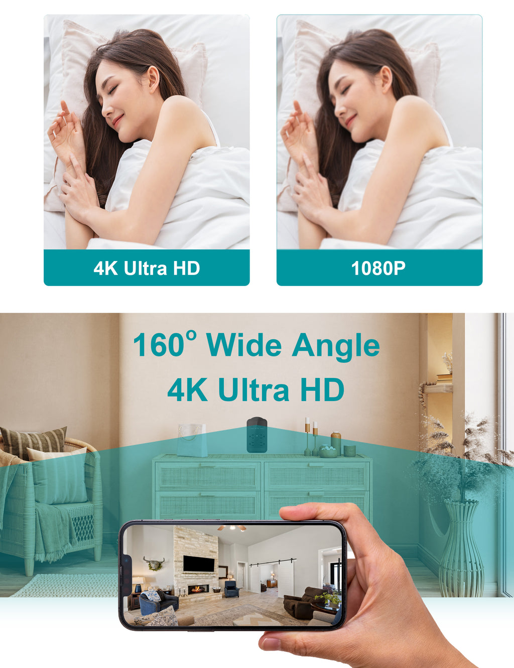 CAMDUCK XN 4K HD 160°Wide Angle Nanny Camera Wall Socket Hidden Cameras With Night Vision For Home Monitor Spy Camera