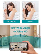 CAMDUCK XN 4K HD 160°Wide Angle Nanny Camera Wall Socket Hidden Cameras With Night Vision For Home Monitor Spy Camera