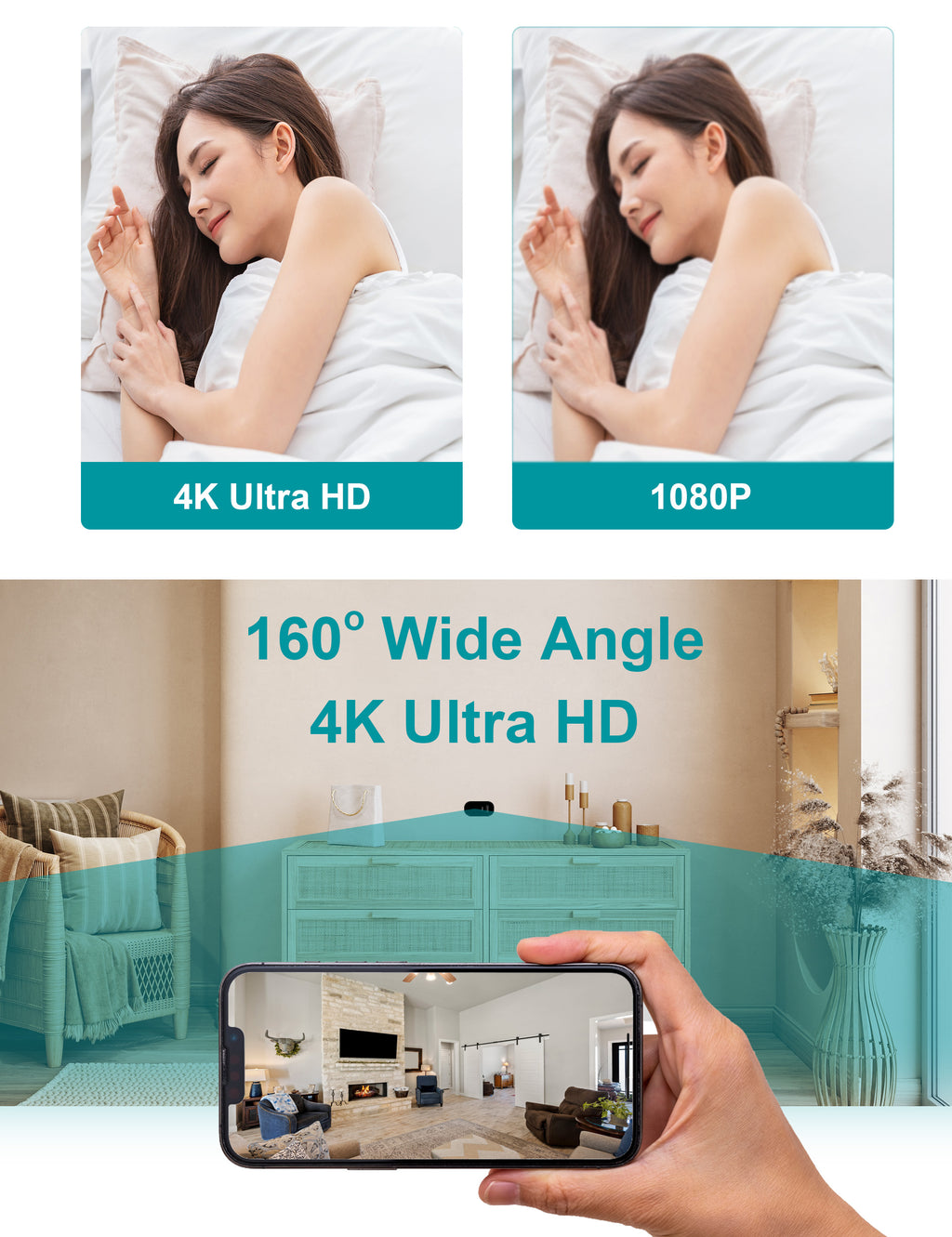 CAMDUCK C508 4MP HD 160°Wide Angle Hidden Cameras Wireless Outlet Charger Spy Camera For Home Monitor