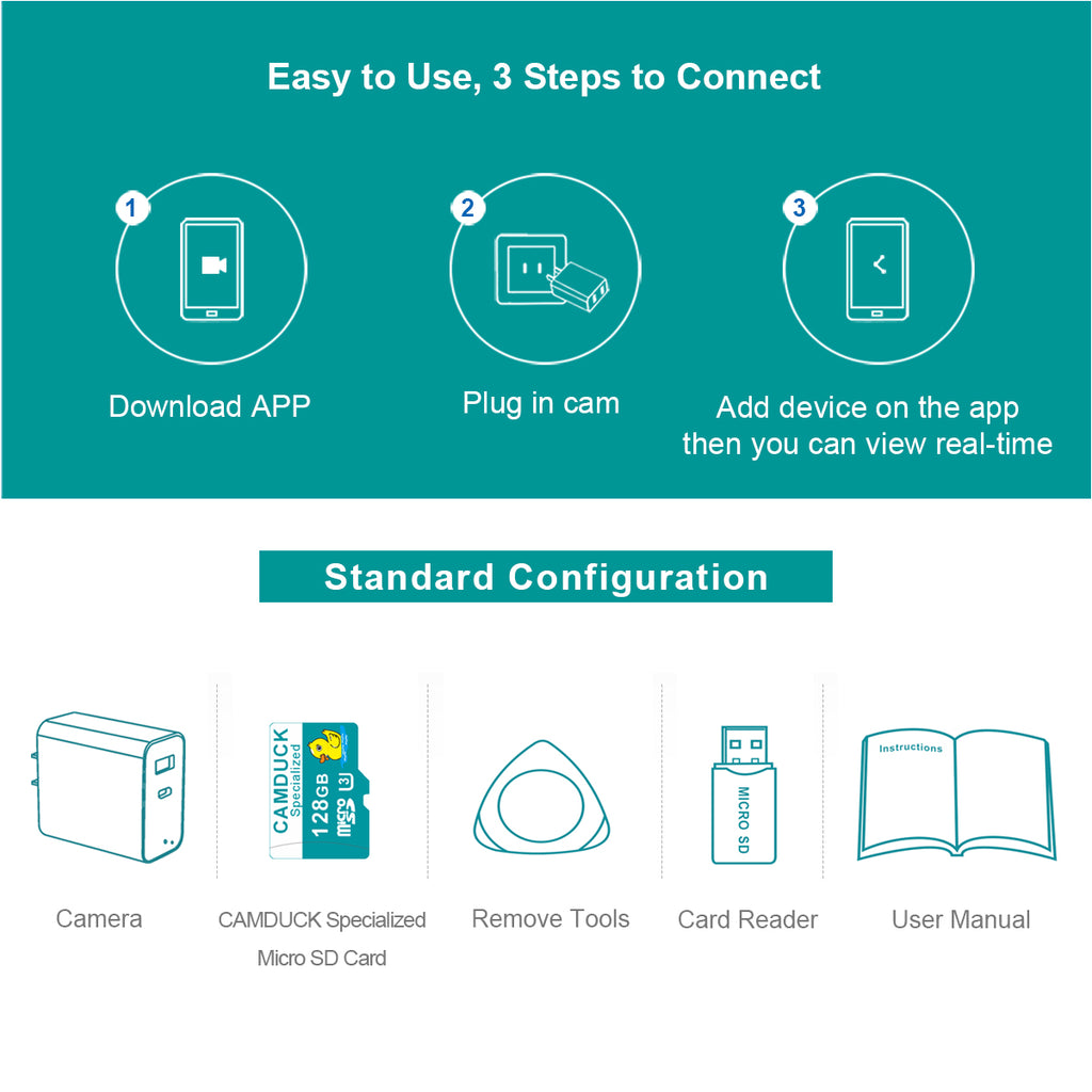 CAMDUCK C508 4MP HD 160°Wide Angle Hidden Cameras Wireless Outlet Charger Spy Camera For Home Monitor