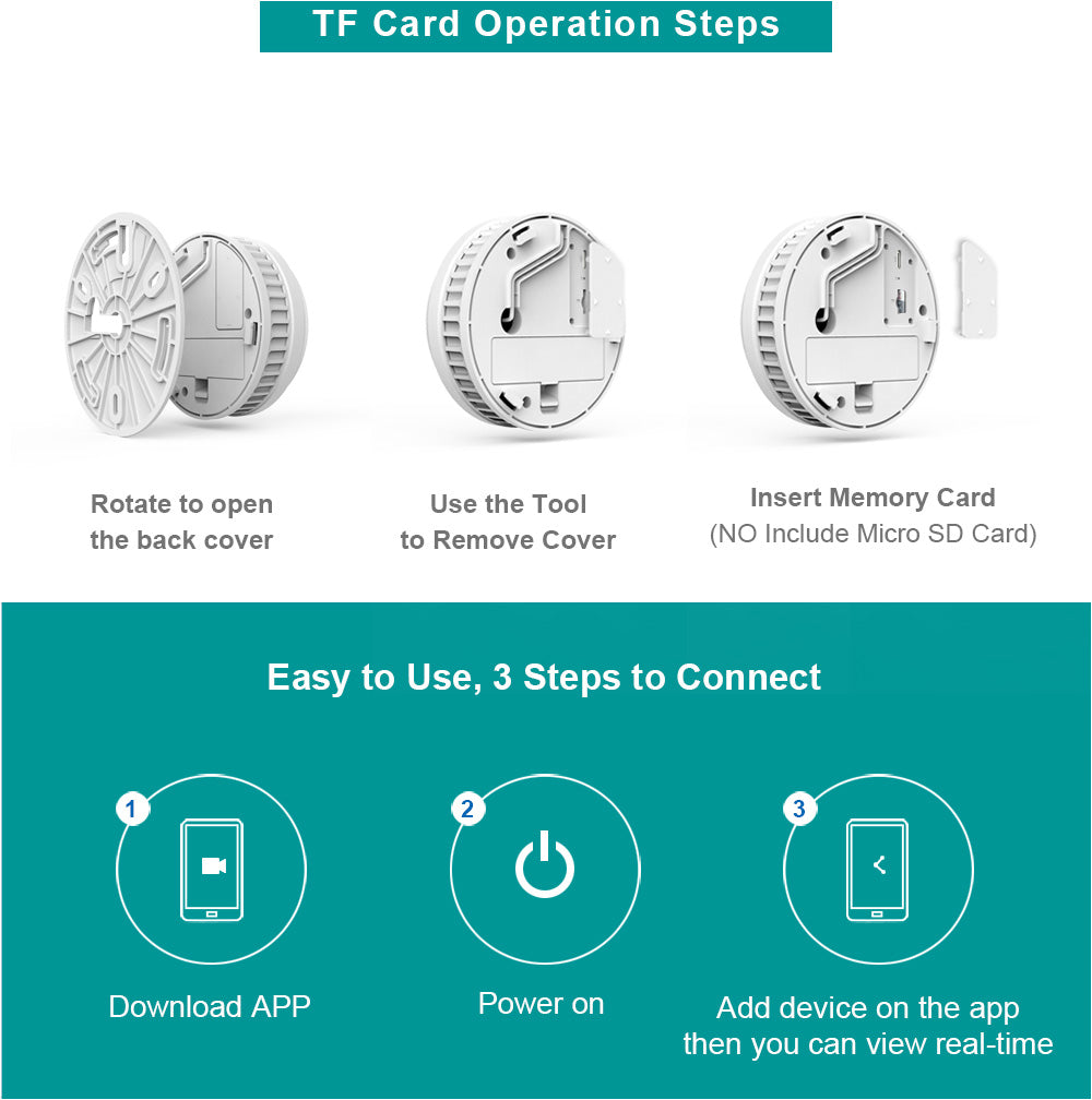 CAMDUCK 007 4MP HD 𝟥𝟨𝟢°𝗁𝗈𝗋𝗂𝗓𝗈𝗇𝗍𝖺𝗅 𝗋𝗈𝗍𝖺𝗍𝗂𝗈𝗇 Smoke Detector Spy Camera Hidden Cameras For Home Monitor Suitable for ceilings