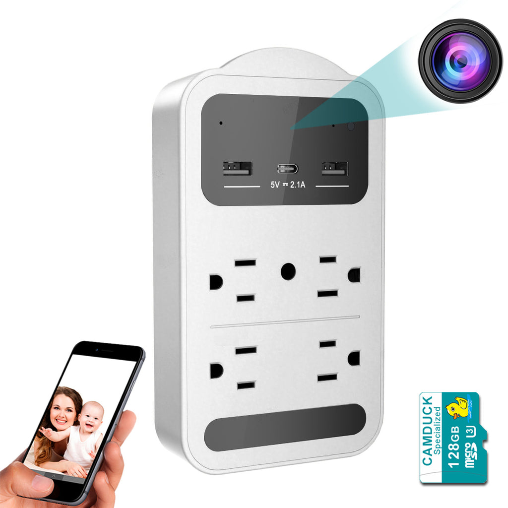 CAMDUCK XN 4K HD 160°Wide Angle Nanny Camera Wall Socket Hidden Cameras With Night Vision For Home Monitor Spy Camera