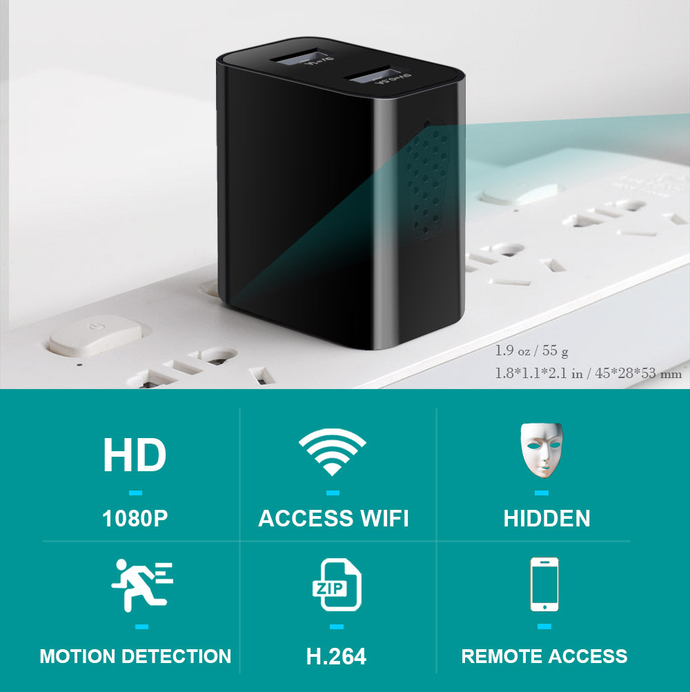 CAMDUCK-S 1080p Home Security Camera with USB Desk Charger