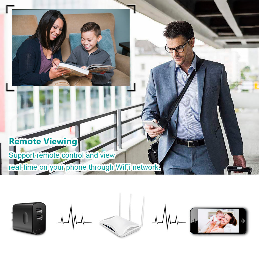 Wireless Charger Camera USB Wall Adapter